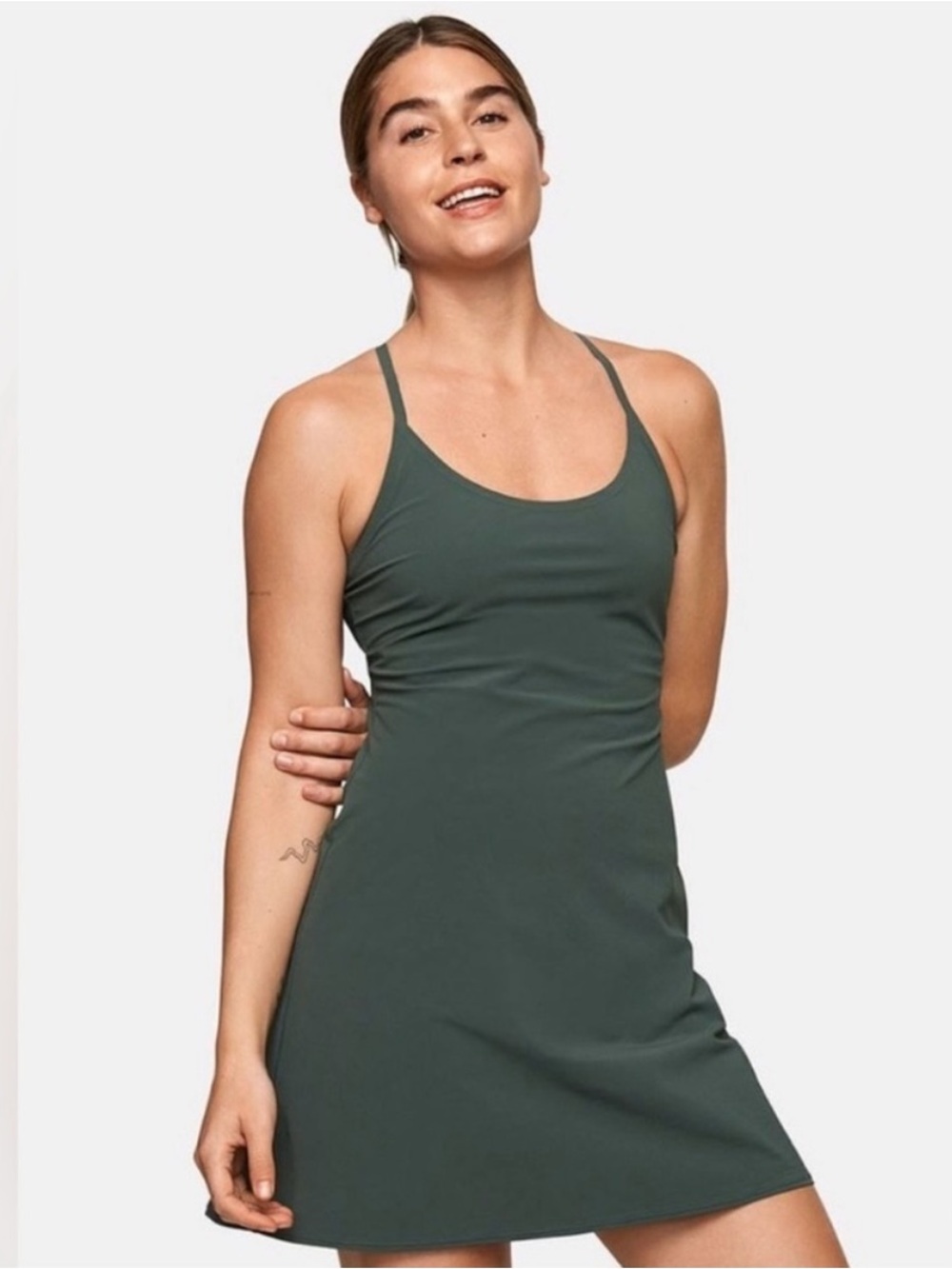 Outdoor Voices Dark Green Strappy Active Dress